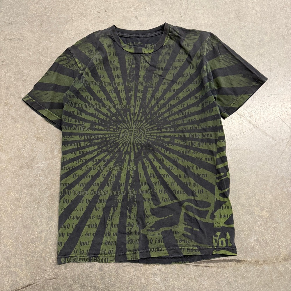Not of This World Mens Saved by Grace Ephesians All Over Print T-Shirt Green M